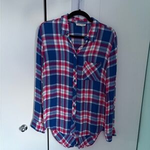 beachlunchlounge red and Blue Plaid Button-Front Shirt